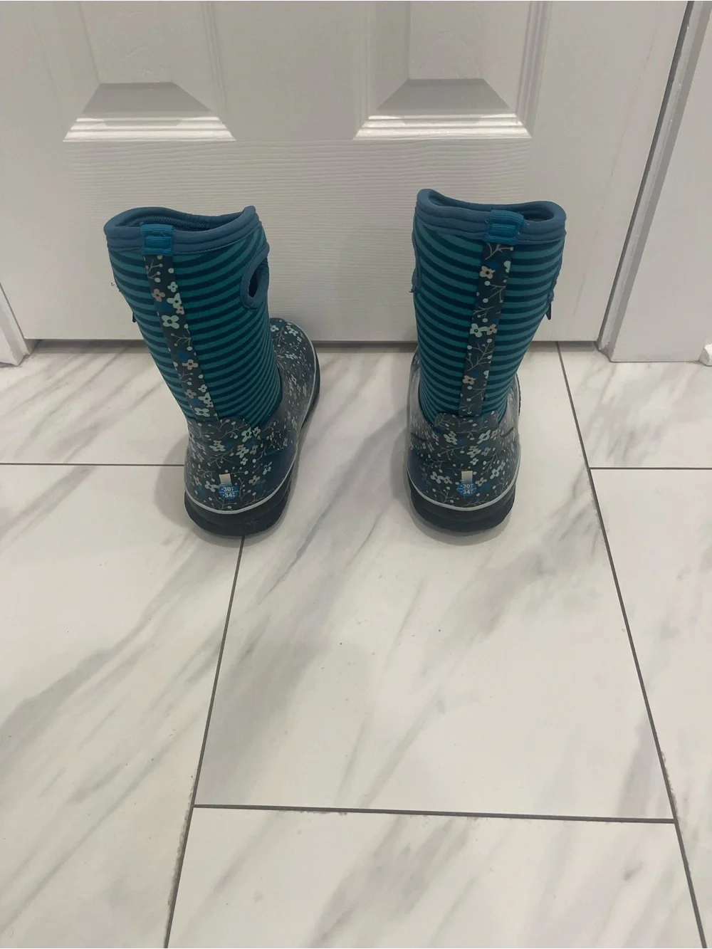 Bogs Kids Teal Floral Waterproof Rain Boots